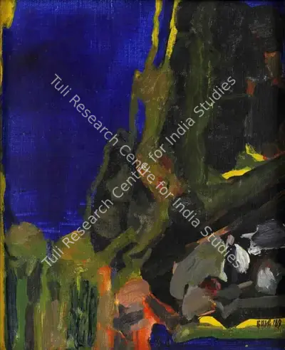 S.H. Raza (Artist), Blue, 1969, Painting