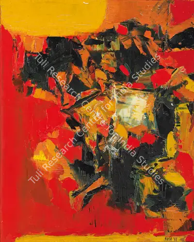 Raza, S.H. (Artist). Hut. Oil on canvas, 1963 | Painting | FineArts | 00645143