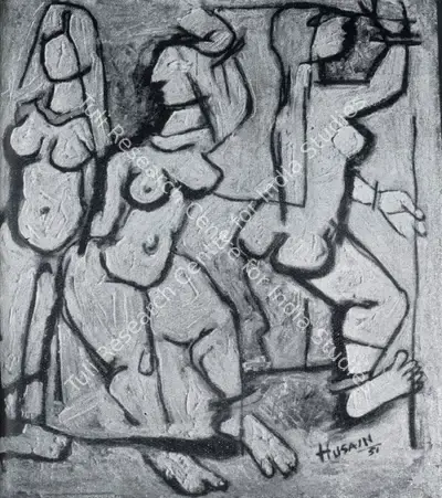 M.F. Husain (Artist), Mural, 1951, Painting