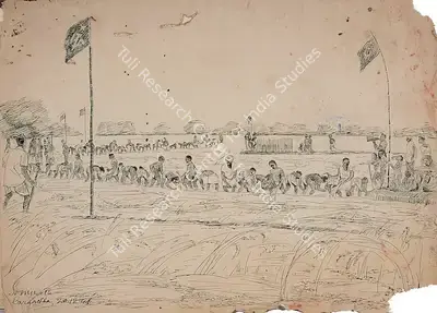 Somnath Hore (Artist), Workers in the Field, 1946, Drawing