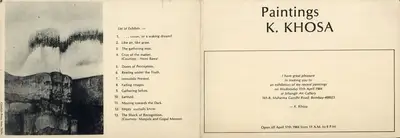K. Khosa (Artist), An Exhibition of Recent Paintings, 1984, Solo Exhibition Invitation