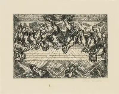 A. Ramachandran (Artist), Untitled (The Last Supper), 1968, Graphic Art