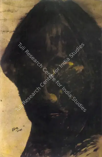 Rabindranath Tagore (Artist), Face Of A Lady & One Letter Signed By Tagore, Painting
