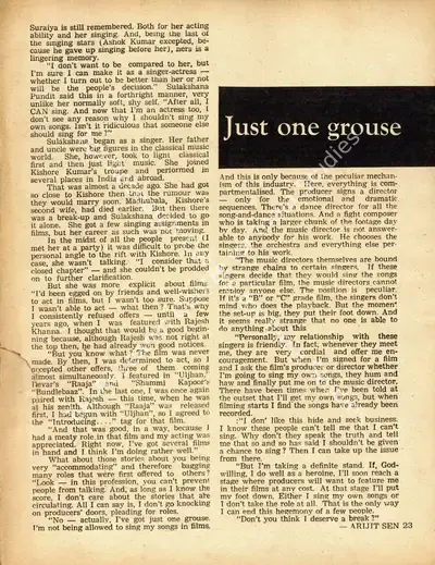 Arijit Sen (Interviewer), Just one grouse, 1976, Conversation