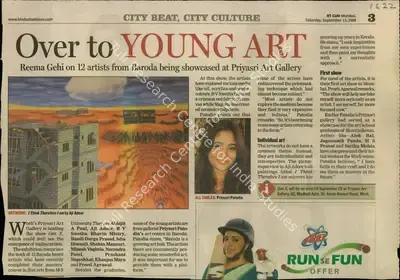 Reema Gehi (Reporter), Over to Young Art, 2008, Newspaper Clipping