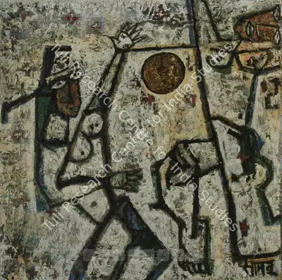 Samant, Mohan (Artist). The Agony Of The Golden Moon, n.d. | Painting, So.NeY/29.03.06