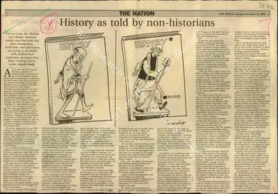 Anjali Mody (Writer), History As Told By Non- Historians, 2001, Newspaper Clipping