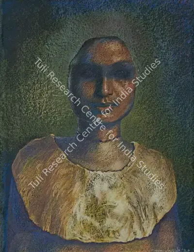Bikash Bhattacharjee (Artist), Portrait of an Actress - No. 2, 1982, Painting