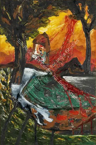 Manu Parekh (Artist), Sunrise at Banaras Iii, 2004, Painting