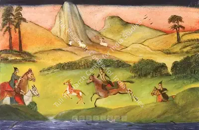 Tasadduq Sohail (Artist), Horsemen In A Landscape, Painting