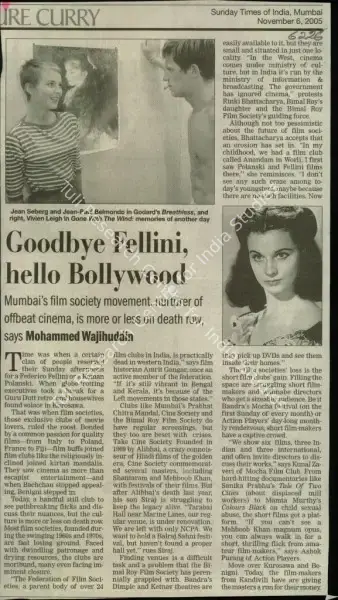 Mohammed Wajihuddin (Reporter), Goodbye Felling,hello Bollywood, 2005, Newspaper Clipping