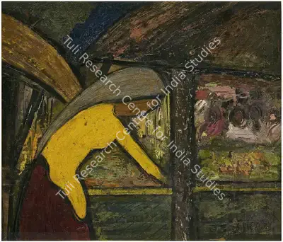Sailoz Mookherjea (Artist), Village Scene, 1940, Painting