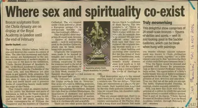 Martin Gayford (Reporter), Where sex and spirituality co-exist, 2006, Newspaper Clipping