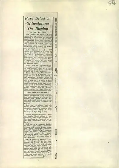 Rare Selection of Sculptures on Display, 1979, Newspaper Clipping