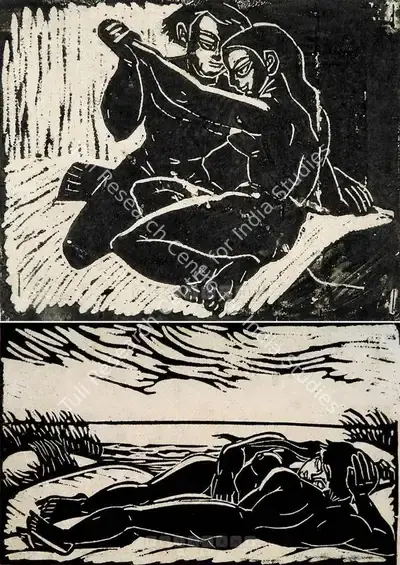 Chittaprosad (Artist), Lover Series, Graphic Art