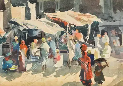 S.H. Raza (Artist), Untitled, 1945, Painting