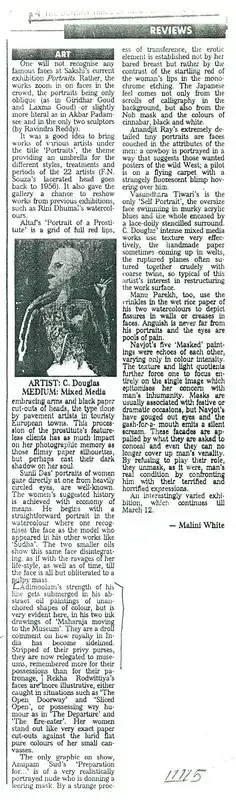 Malini White (Writer), Art, Newspaper Clipping