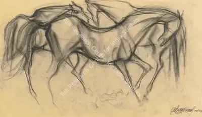 Sunil Das (Artist), Untitled Horses, 1960, Drawing
