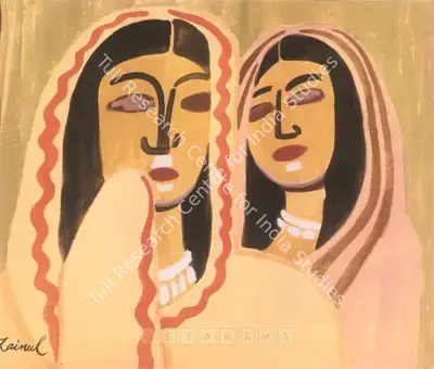 Zainul Abedin (Artist), Two Women, Painting