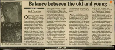 Samir Dasgupta (Reporter), Balance between the Old and Young, 2003, Newspaper Clipping