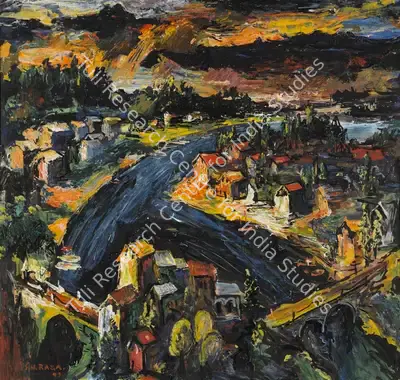 S.H. Raza (Artist), Untitled, 1949, Painting
