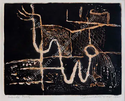 Somnath Hore (Artist), Untitled (Embossed Figures), 1960, Graphic Art