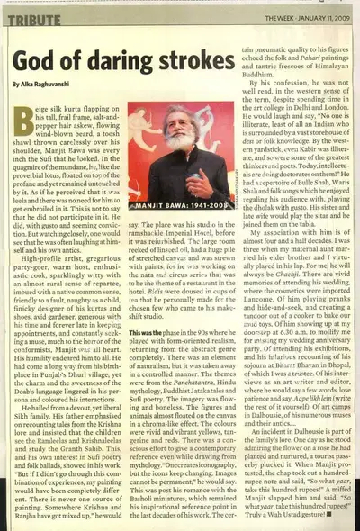 Alka Raghuvanshi (Writer), God of Daring Strokes, 2009, Newspaper Clipping