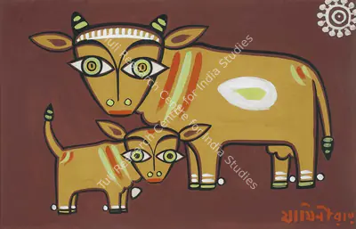 Jamini Roy (Artist), Untitled (Cow and Calf) , 1915, Painting