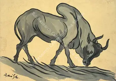 Abani Sen (Artist), Ox, Painting