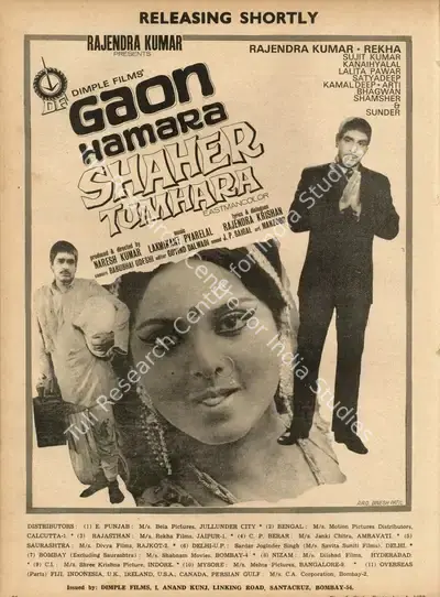 Naresh Kumar (Producer), Gaon Hamara Shaher Tumhara, 1972, Advertisement