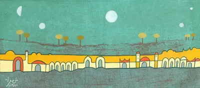 Anwar Jalal Shemza (Artist), City Wall, 1980, Painting