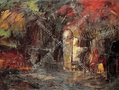 Sailoz Mookherjea (Artist), Cityscape, 1941, Painting
