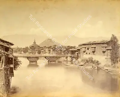 John Burke (Photographer), City & 3rd Bridge, Srinagar, 1864, Antiquarian Photograph