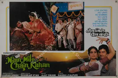 Karan Singh (Producer), Nain Mile Chain Kahan, 1985, Lobby Card