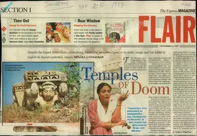 Menaka Jayasankar (Reporter), Temples of Doom, 1999, Newspaper Clipping