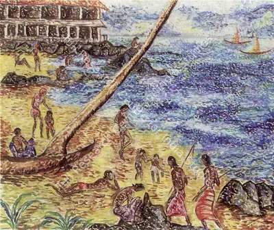 Senaka Senanayake (Artist), Mount Lavinia Beach, 1962, Painting