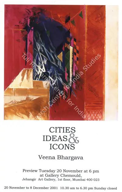 Veena Bhargava (Artist), Cities, Ideas & Icons, 2001, Solo Exhibition Invitation