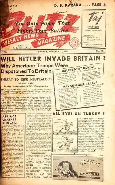 R.K. Karanjia (Editor), Blitz, 1942, Magazine