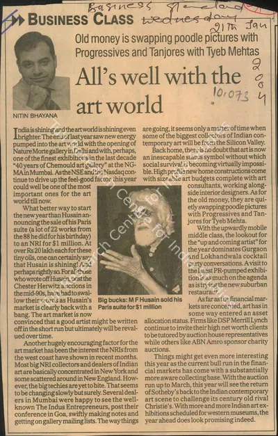 Nitin Bhayana (Reporter), All's well with the art world, 2004, Newspaper Clipping