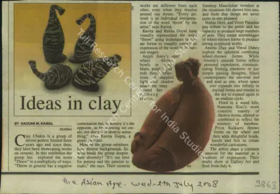 Hassan M. Kamal (Reporter), Ideas in Clay, 2008, Newspaper Clipping