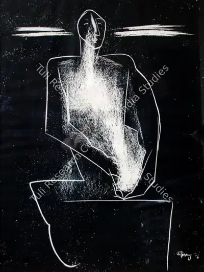 Jatin Das (Artist), Figure in Contemplation, 1976, Print