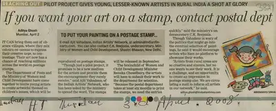 Aditya Ghosh (Writer), If You Want Your Art On a Stamp, Contact Postal Dept, 2008, Newspaper Clipping