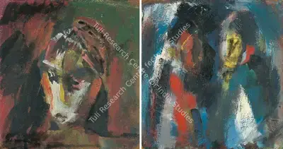 Somnath Hore (Artist), Figures (double-sided), 1975, Painting