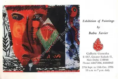 Babu Xavier (Artist), Babu Xavier, 1996, Solo Exhibition Invitation