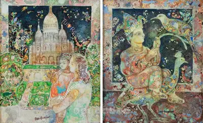 Sakti Burman (Artist), Sacre-Coeur, 2001, Painting