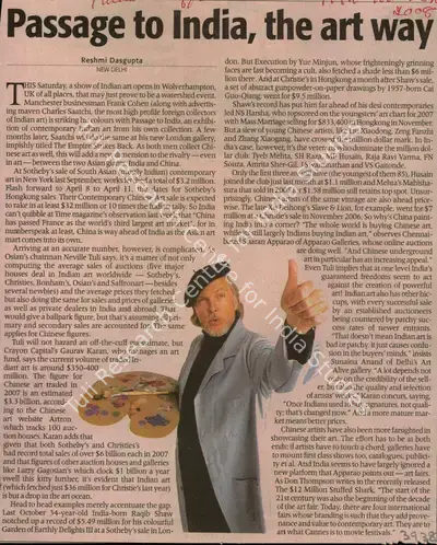 Reshmi Dasgupta (Reporter), Passage to India, The Art Way, 2008, Newspaper Clipping