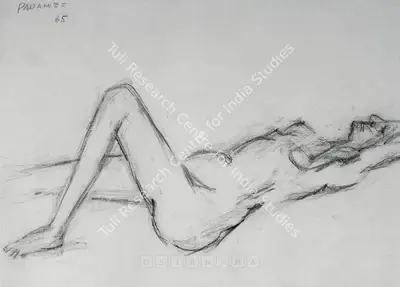 Akbar Padamsee (Artist), Reclining Woman, 1965, Drawing