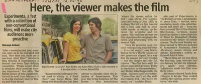Shivangi Ambani (Writer), Here, The Viewer Makes The Film, 2006, Newspaper Clipping