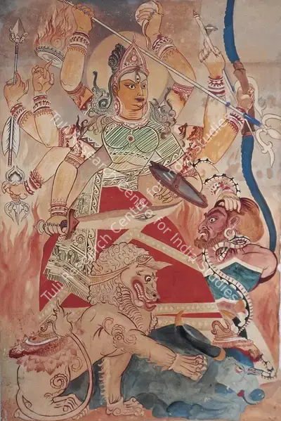 Chittaprosad (Artist). Mahisasura, n.d. | Painting, Os.Del/01.03.06, 2006 · Osian's