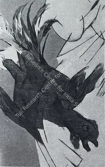 Tyeb Mehta (Artist), Woman With Bird (Detail), 1987, Painting